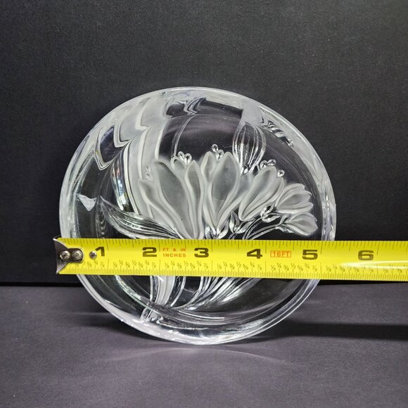 Vintage Mikasa Parisian Iris Round Candy Dish Bowl Clear Glass Frosted - Picture 5 of 5